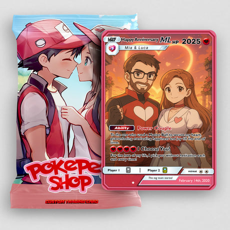 Custom Pokemon Anniversary Card - Personalize With Your Photo For A Unique Anime-Style Couple Gift Custom Pokemon Anniversary Card - Personalize With Your Photo For A Unique Anime-Style Couple Gift
